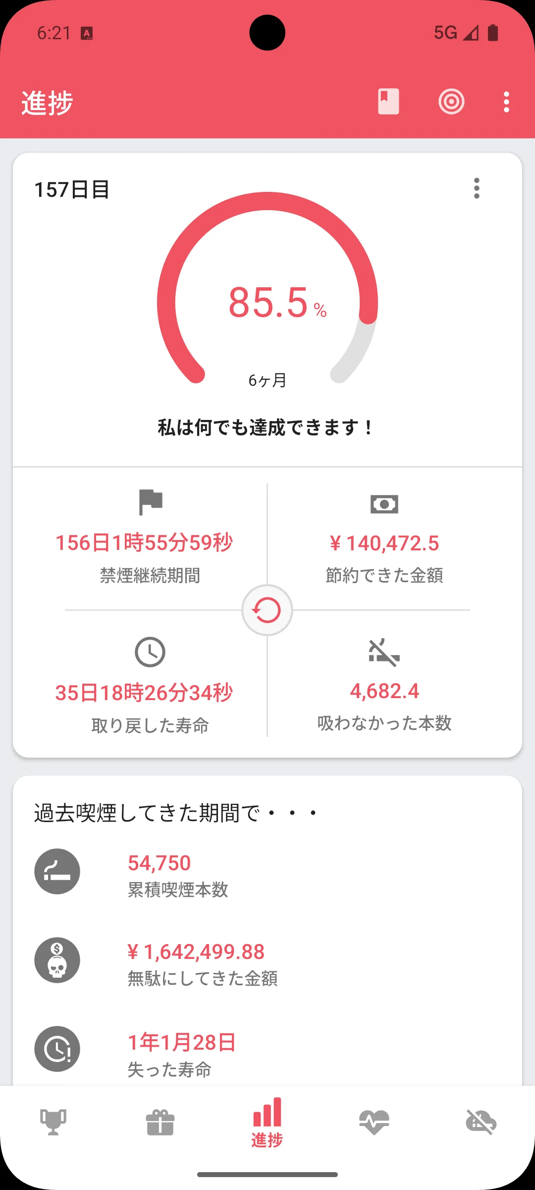 禁煙アプリ — 進捗画面